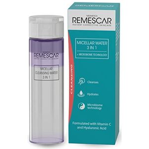 Remescar Micellair Water 3 in 1, 200 ml - Gezichtsreiniger met Vitamine C en Hyaluronzuur, Make Up Remover voor intensieve reiniging van de huid en verwijdering van onzuiverheden