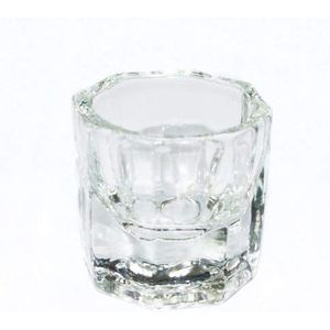 Achthoekige glazen kom beker Dappen glazen schotel Arcylic Nail Art vloeibare poeder glas Dappen schotel