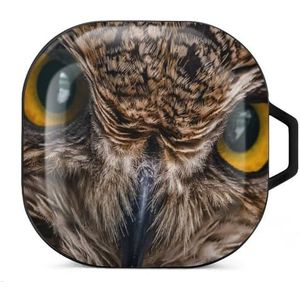 Uil in Drak oordopjes hoesje compatibel met Samsung hard shell beschermhoes zwart-stijl