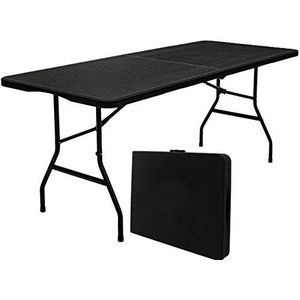 AMANKA tuintafel voor 6 personen - 180 x 74 cm klaptafel rotan look - eettafel inklapbaar zwart