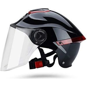 Galatea motorhelm voor volwassenen met zonneklep, geschikt voor elektrische motorfietsen, scooters en cruisers, heeft de botsproef om aan de verkeersveiligheid te voldoen doorstaan (zwart, heldere lens)