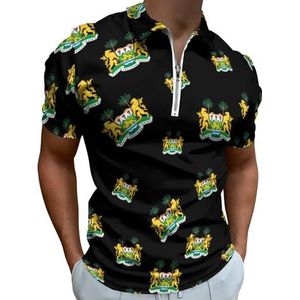 Coat Arms of Sierra Leone Half Zip-up Polo Shirts Voor Mannen Slim Fit Korte Mouw T-shirt Sneldrogende Golf Tops Tees 4XL