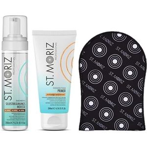 St. Moriz Professionele set: Mousse 200 ml + primer 200 ml + applicator handschoen 1 st. (transparant)