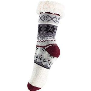 Yenita - Jumping Deer - Huttensokken - Bordeaux - Met Teddyvoering en ABS-zool