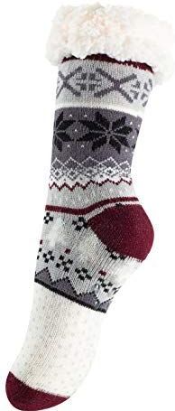 Yenita - Jumping Deer - Huttensokken - Bordeaux - Met Teddyvoering en ABS-zool