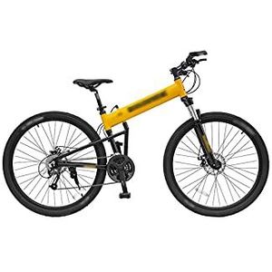 HJUGHPN Fietsen Aluminiumlegering Opvouwbare Mountainbike 29 inch 30 Speed Volwassen Off Road Oliedruk Schijfrem Fietsen Voor Mannen En Vrouwen (Geel)