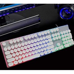 DKE-toetsenbord Computer Toetsenbord-Bedraad Toetsenbord Punk Gaming Keyboard Mechanisch toetsenbord kan worden verlicht-104 sleutels (Color : White)