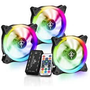 YEYIAN TYPHOON Kit 3 gamer LED ARGB 120MM/1200RPM ventilatoren, hub en afstandsbediening SKU: YCF-3RGB-01