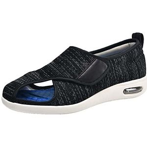 Diabetische Schoenen Vrouwen Verstelbaar Oedeem Comfortabele Sandaal brede Pasvorm Wandelslippers voor Man Gesloten Teen Gezwollen Voeten Orthopedisch Schoeisel voor Ouderen Diabetische(Black gray,48E