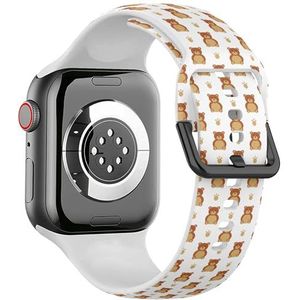 Zachte sportband compatibel met Apple Watch 38/40/41mm (bruine schattige teddybeer) siliconen armband band accessoire voor iWatch