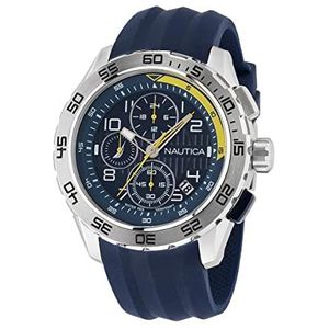 Nautica Heren NAPNSS301 NST 101 blauwe siliconen band horloge, zilverkleur/blauw/blauw, Zilveren Toon/Blauw/Blauw