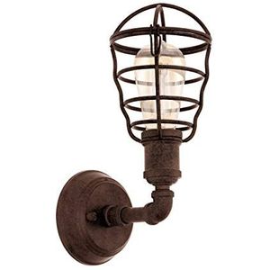 EGLO Wandlamp Port Seton, 1-lichts wandlamp industrieel, vintage, retro, wandlamp binnen van staal, woonkamerlamp in antiek bruin, hallamp met E27-fit
