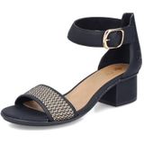 Zwart - Sandaal - Vlecht-look - Blokhak - Klittenbandsluiting