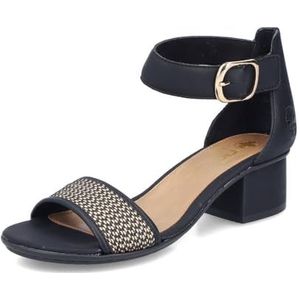 Zwart - Sandaal - Vlecht-look - Blokhak - Klittenbandsluiting