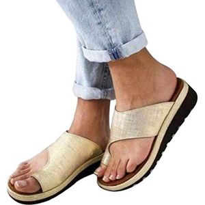 IXII Vrouwen Stijlvolle Strand Slippers Zachte Orthopedische Sandalen Met Boog Ondersteuning Hallux Valgus Bunion Platte Zool Slippers Grote Teen Bone Correctie Flip Flops