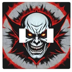 ZhaoYuGoods Rode en zwarte boze geest print wandplaat, dubbele tuimellichtschakelaar outlet cover 2-Gang 11,4 cm x 11,4 cm, PC decoratieve voorplaat voor thuis en kantoor