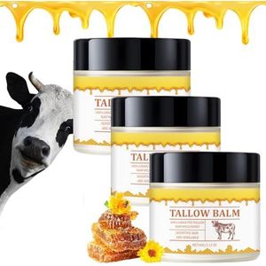 Based Supplies Tallow and Honey Balm, Bilxco Beef Tallow for Face, Organic Grass Fed Beef Tallow Balm, Whipped Tallow Honey Balm, Tallow Face Moisturizer (3Pcs)