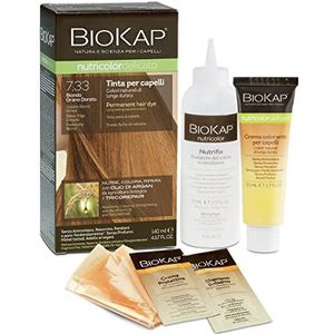 BIOKAP Nutricolor Delicato, Teinte cheveux sans ammoniaque qui rend les cheveux doux et brillants, Coloration cheveux avec des couleurs naturelles, 140 ml (7.33 Blond Blé Doré)