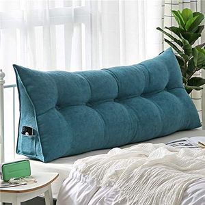 ZYDZ Luxe fluwelen hoes voor hoofdeinde - kussen voor muur-/ijzeren bedframe - zacht en warm wigkussen - lang rugkussen voor comfort en rust (marineblauw 1,80 cm)