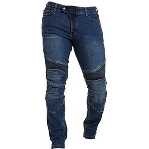 Qaswa Motorbroek voor heren, jeans, motorbroek, motoruitrusting, beschermende bekleding, blauw, 36W x 32L