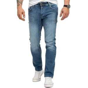 Lorenzo Loren Heren Jeans Broek Denim Jeans Used-Look Regular Fit W29-W44 L30-L38, Ll-4002 Blauw, 34W x 36L