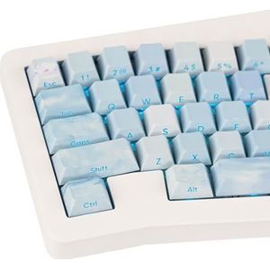 130 toetsen schijnen door PBT toetsdoppen, blauwe zijprint keycap met achtergrondverlichting, vijfzijdige kleurstofsublimatie aangepaste toetsdoppen, kersenprofiel toetsdop voor ANSI-lay-out, Cherry