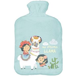 Warm Koud Water Fles Met Zachte Fleece Cover Waterzak 2 Liter Lama 4 [092]