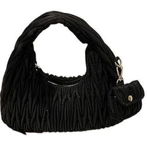Crossbodytassen for dames, designer damestassen met plooirok, luxe handtassen for dames (Color : Black)