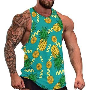 Ananas En Citroen Patroon Heren Tank Top Mouwloos T-shirt Trui Gym Shirts Workout Zomer Tee