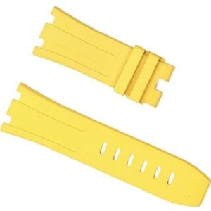 yeziu 28mm natuur fluor rubber Horloge Band Voor AP band voor Audemars En Piguet 15703 15710 15706 Horlogeband met roestvrijstalen gesp(Color:Yellow stap,Size:28mm black buckle)