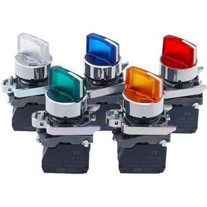 1 x XB4 drukknop schakelaar, 2e stand, 3e stand, onmiddellijke automatische reset, platte kop, 22 mm power-toetsschakelaar met XB2-licht (beige, 1NO1NC, 220V)