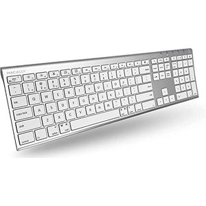 Macally ACEBTKEYA Ultra dun Bluetooth draadloos toetsenbord - US Engels (QWERTY) layout - Wit/zilverkleurig