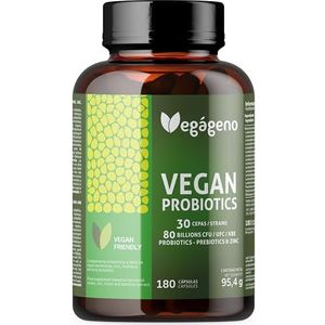 Vegageno Probiotics 180 capsules - kweekcomplex 30 stammen & 80 miljard CFU - Probiotica darmreiniging - darmbacteriën Probiotica voor een gezonde darmflora. Probiotica Kaplsen met prebiotica.