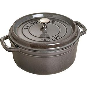 Staub 1102285 Cocotte/braadpan, rond met deksel 18 cm, 1.7 L, met matzwart email aan de binnenkant van de pot