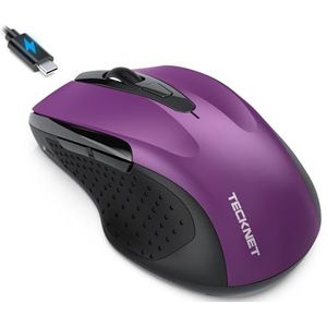 TECKNET Oplaadbare Bluetooth-muis, draadloos, stil, multiapparaat (Tri-Mode: BT 5.0/3.0 + 2.4G), 4800 dpi, draagbaar, ergonomisch voor laptops, Mac OS, Android, Windows