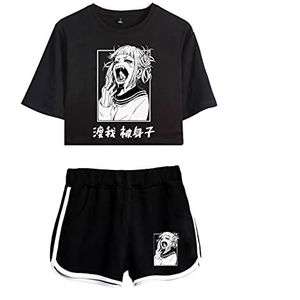 My Hero Academia Tweedelige Set 3D Zomer Crop Tops en Shorts T-Shirt Past MHA Cosplay Anime Himiko Toga Outfits Pak voor Vrouwen en Man XS-XXL - - S
