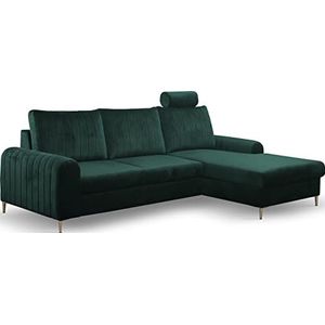 Hoekbank slaapbank met bedlade - sofa bank hoekbank met slaapfunctie bedfunctie L-vorm met poef - rechts - groen