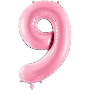 LUQ - Cijfer Ballonnen - Cijfer Ballon 9 Jaar Roze XL Groot - Helium Verjaardag Versiering Feestversiering Folieballon