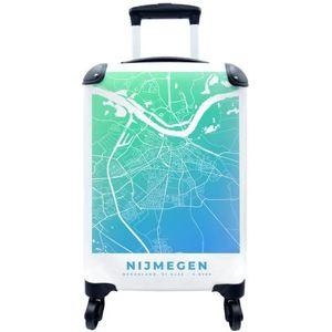 MuchoWow® Koffer - Stadskaart - Nijmegen - Blauw - Groen - Past binnen 55x40x20 cm en 55x35x25 cm - Handbagage - Trolley - Fotokoffer - Cabin Size - Print