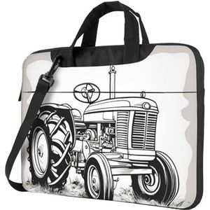 SSIMOO Bloemen Kleurrijke Vlinder 1 Stijlvolle En Lichtgewicht Laptop Messenger Bag, Handtas, Aktetas, Perfect Voor Zakelijke Reizen, Cartoon Tractor, 13 inch