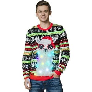 OFF THE RACK Uniseks kersttrui voor heren, klassieke fairisle rendier, rudolph, kerstboom, dames, feestcadeau, trui, Meneer Llama Lover, S