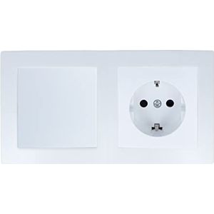 Luxus Time Stopcontact Schuko met deksel in eenvoudig design aluminium frame voor de DE inbouwdoos inbouw stekker met deksel spatwaterdicht IP44 in wit LXBA1 LX 71Cover 11