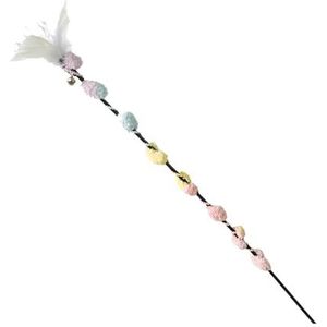 BLSYHDH Cat Teaser Wand Toy, Cats Feather Toys Interactief Verminder Verveling Leuk Kitten Stick Toy met Flower Feather Bell voor Katten Kitten, Vullingen voor Binnenkatten Om Na Te Streven en Te(Wit)