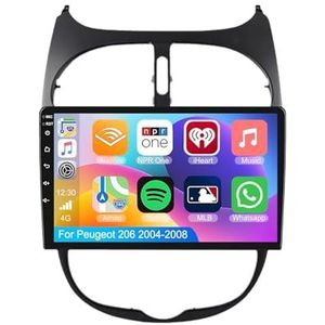 Android 15.0 2 Din Autoradio 9"" Touchscreen Auto Stereo voor Peugeot 206 2004-2008 met Draadloze Carplay Android Auto GPS navigatie AHD Omgekeerd beeld Stuurwielbediening(S-1(2G+32G))