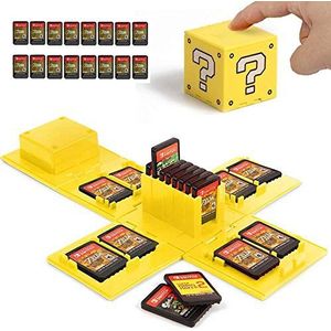 Nintendo Switch spelkaarthoesje,spelkaarthouder voor Nintendo Switch-spellen met 16 vakken, geel (Question Block Yellow)