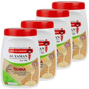 Al Yaman - Tahine Arabische sesampasta - Oosterse tahini van fijn gemalen sesamkorrels in 4-delige set à 454 g verpakking