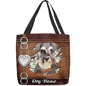 177 Kunsttas Gepersonaliseerde Schnauzer Hond Shopper Tas Gepersonaliseerde Strand Tote Lichtgewicht Shopper Tote Voor Strandvakantie, Vakantie, Vrouwen, 15X50X40cm, Draagtas 1863, 15x50x40cm