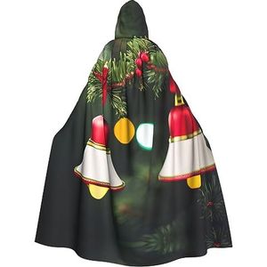 FRGMNT Kerstboom en Bell print Mannen Hooded Mantel, Volwassen Cosplay Mantel Kostuum, Cape Halloween Dress Up, Hooded Uniform