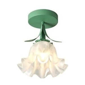 LONGDU Semi-inbouw plafondlamp Franse crèmekleurige verlichting Bloemmodellering Transparant acryl lampenkap Hangende plafondlampen Roestvrij ijzeren lamp Lichaamslamp for slaapkamer Trap Hotel Woonka