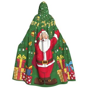 WURTON Kerstman volledige lengte carnaval cape met capuchon cosplay kostuums mantel, 190cm